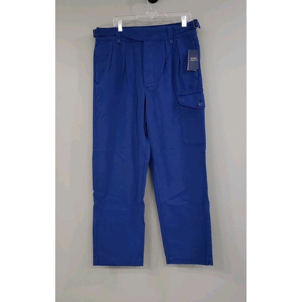NEW Polo Ralph Lauren Relaxed Fit Pleated Twill Cargo Pants, blue 33X32 $298
